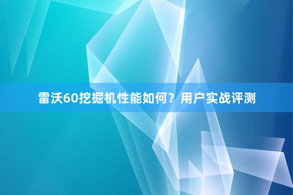 雷沃60挖掘机性能如何？用户实战评测