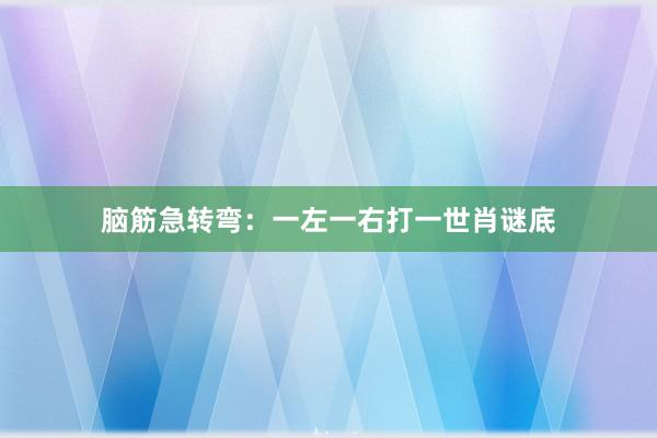 脑筋急转弯：一左一右打一世肖谜底